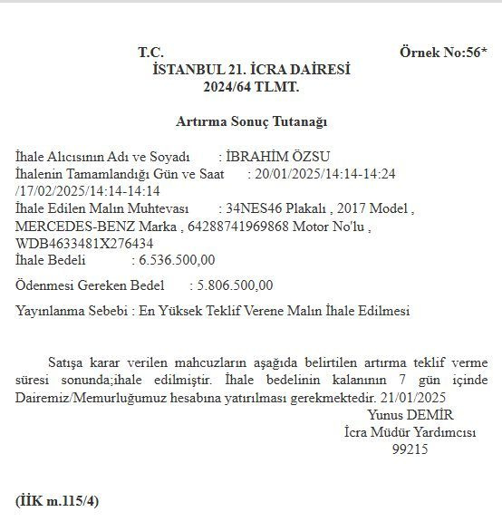 Neslim Güngen’in Mercedes’i icradan satıldı! En yüksek teklif bakın kimden geldi? - Resim: 2